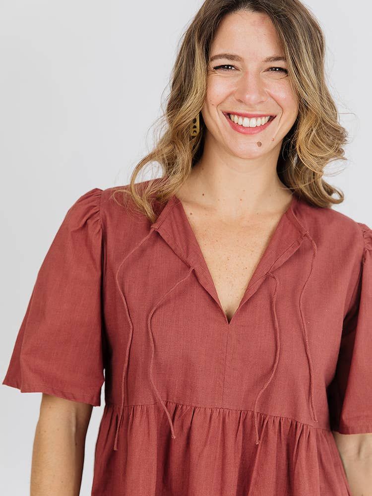 Adelaide Tiered Midi Dress Cinnamon