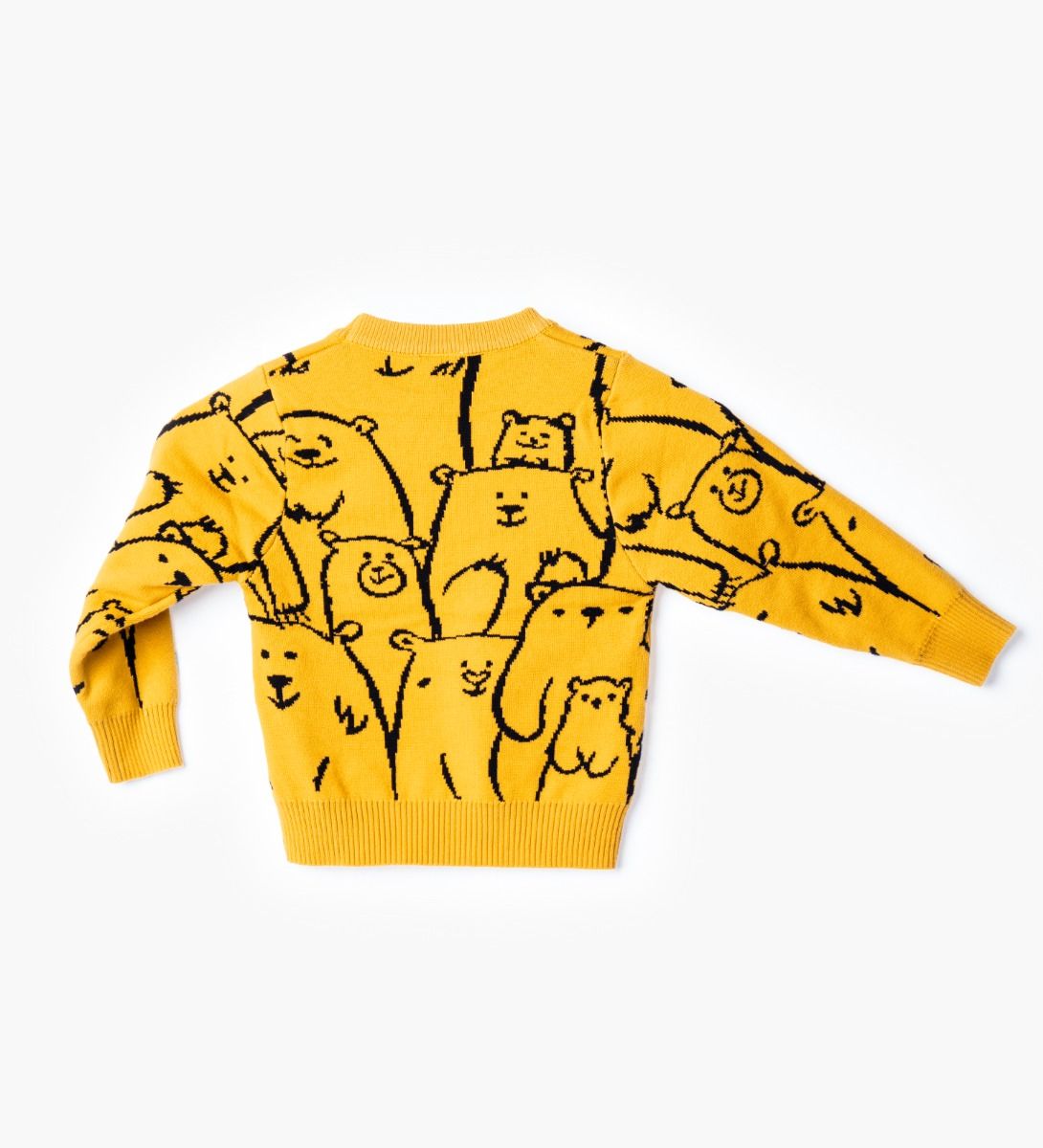 LEEZ Boys Pullover Sweater With Carton Bear Patterns Yellow