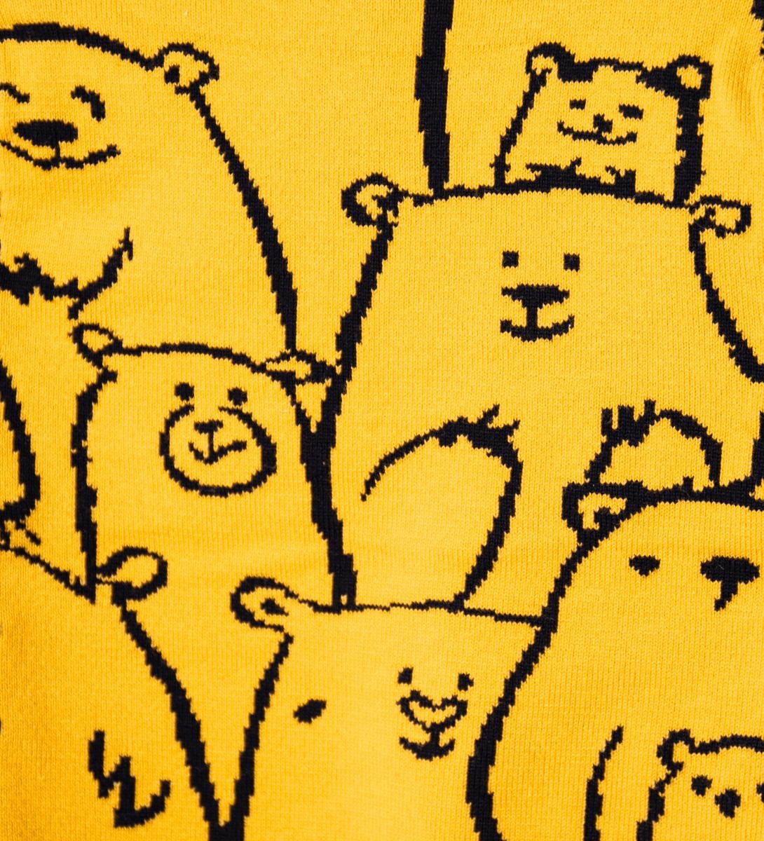 LEEZ Boys Pullover Sweater With Carton Bear Patterns Yellow