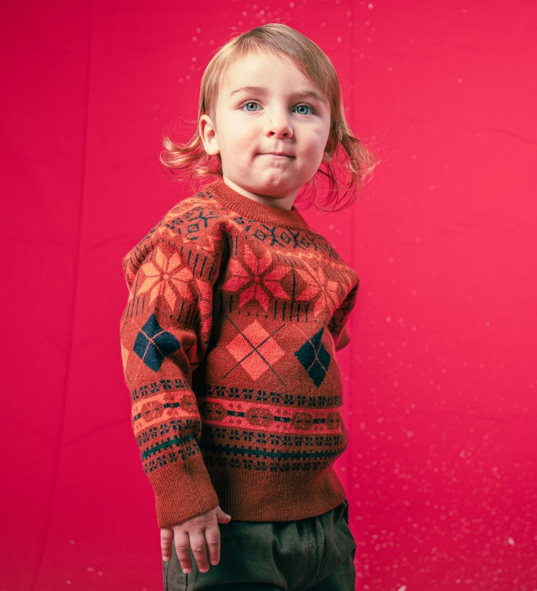 LEEZ Boys Pullover Sweater With Geometric Patterns Brown