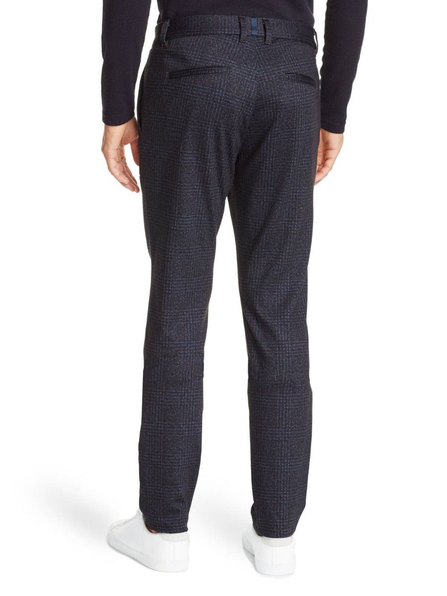 Olana Plaid Stretch Knit Trouser - Navy