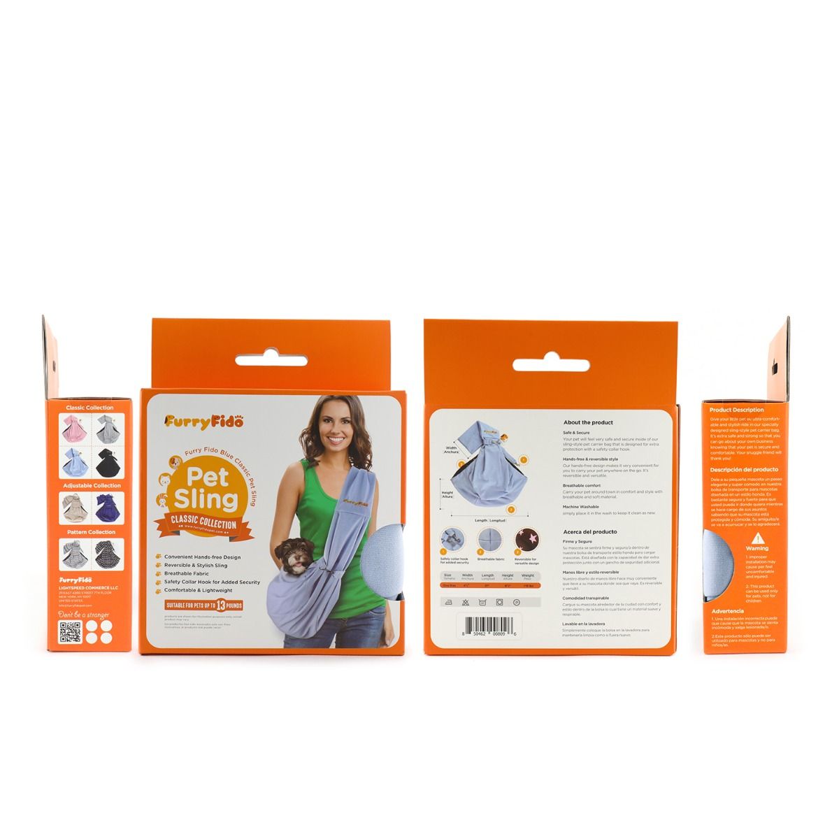 FurryFido Classic Reversible Dog & Cat Carrier Sling