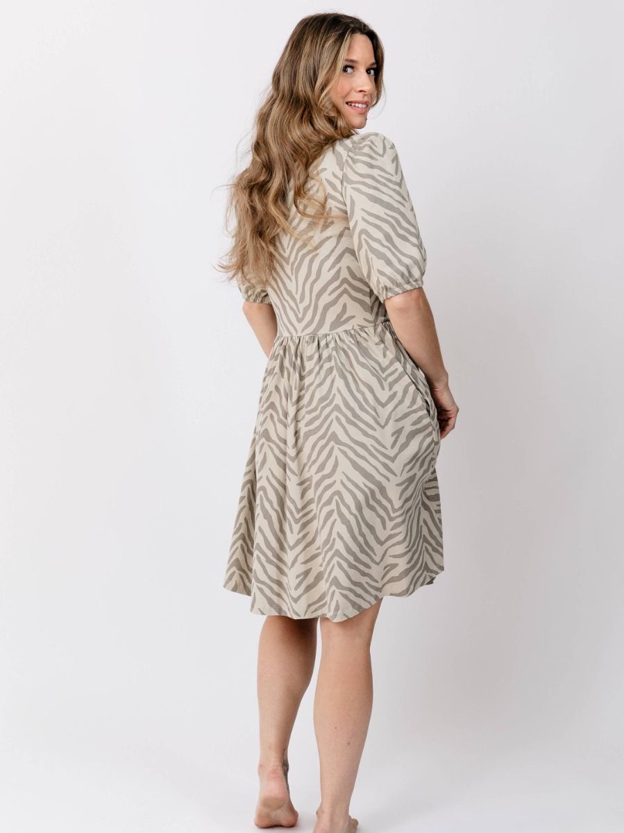 Inez Bubble Sleeve Dress Savanna Stripe