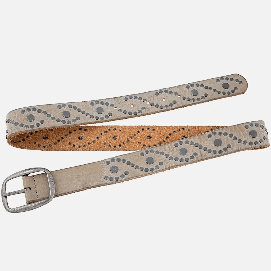 Women's Studded Leather Belt | Antique Silver Studs