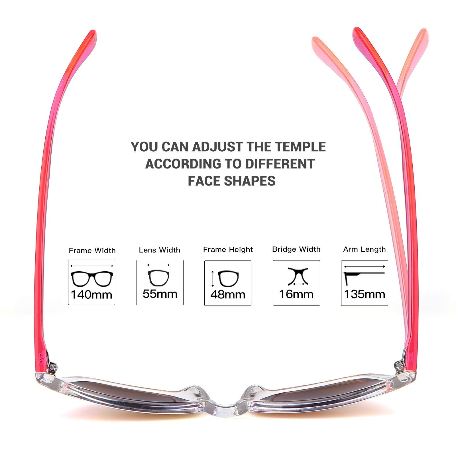 Massalia: Myglassesmart Pink Sunglasses UV400 Mirrored Lens for Women 55mm 