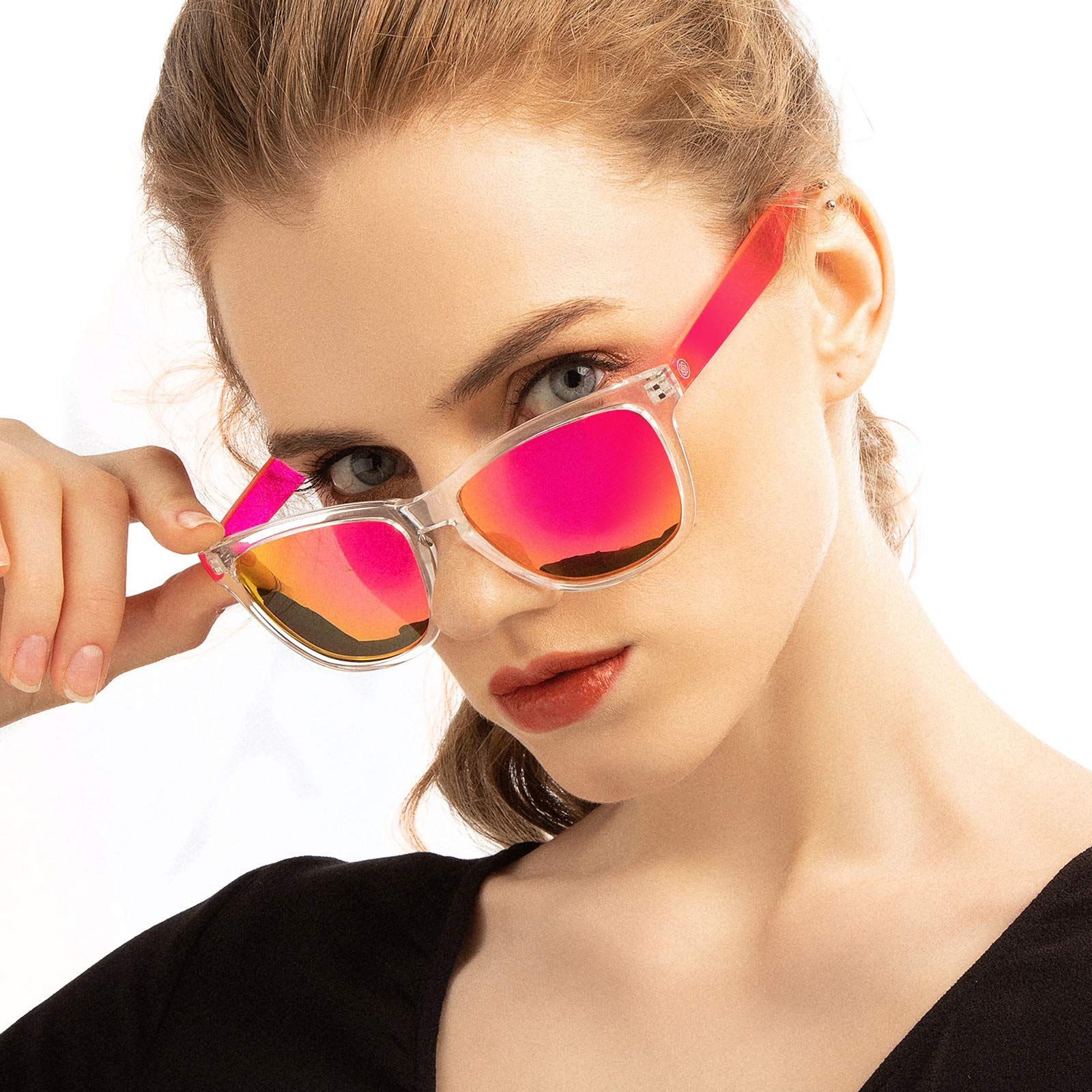 Massalia: Myglassesmart Pink Sunglasses UV400 Mirrored Lens for Women 55mm 