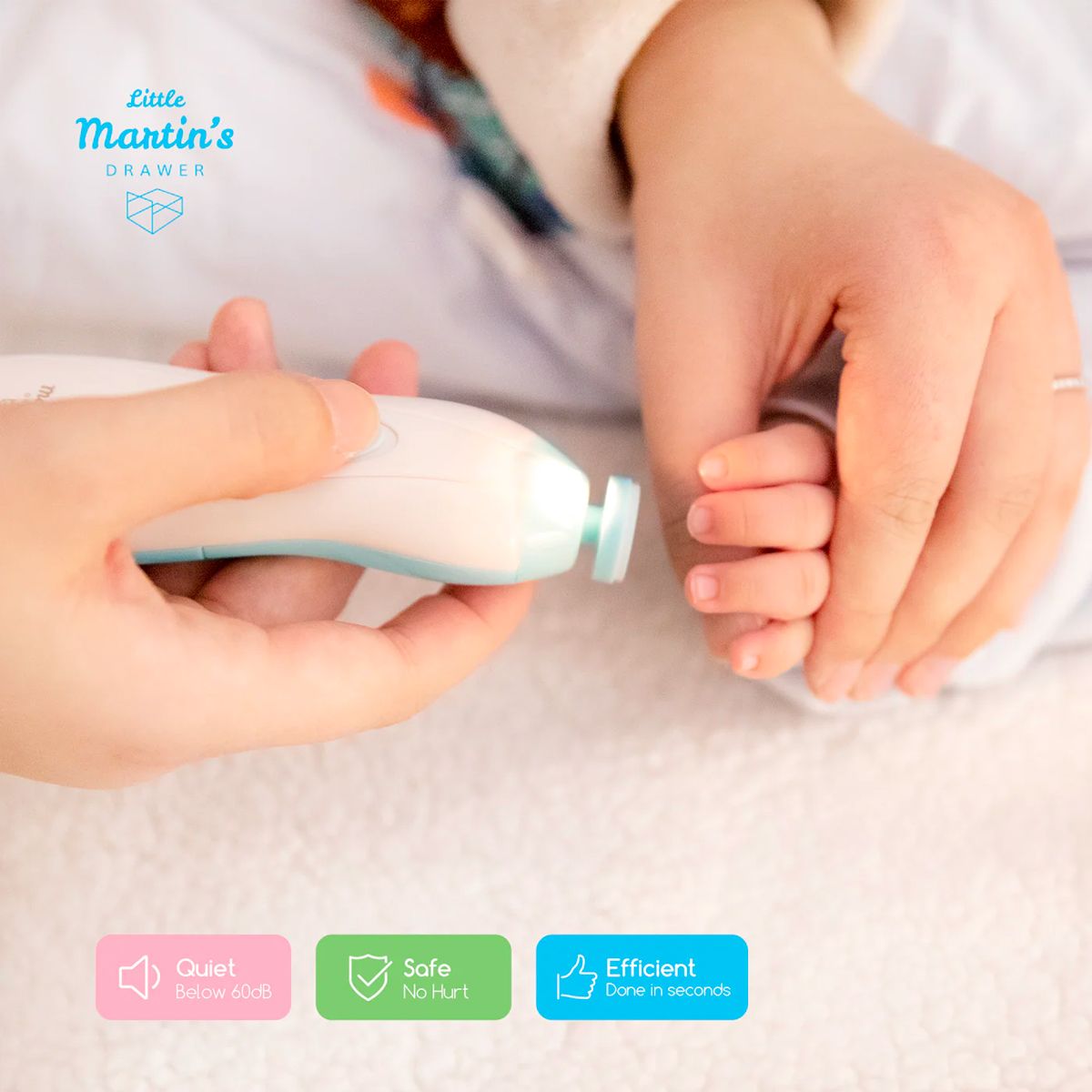 Electric Nail Trimmer with Light for Babies by Little Martin - Blue/Pink