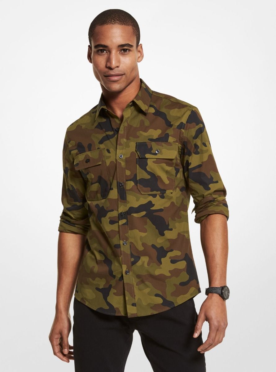 Slim fit camo hot sale shirt