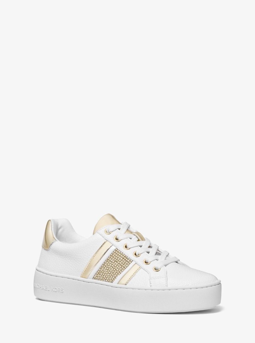 Poppy Embellished Leather Stripe Sneaker