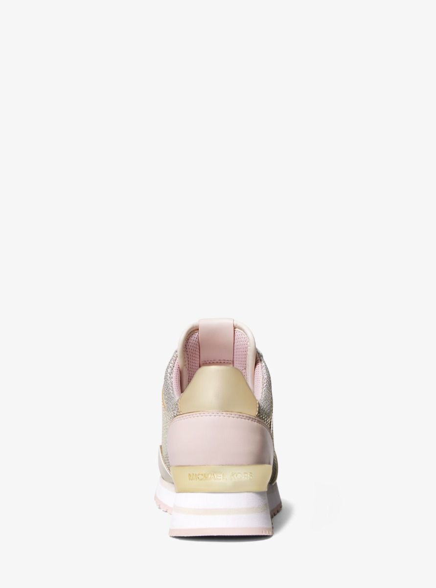 Maddy Leather and Glitter Chain-Mesh Trainer