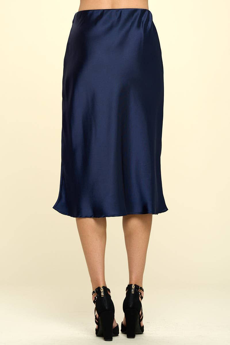 Solid Satin Midi Skirt