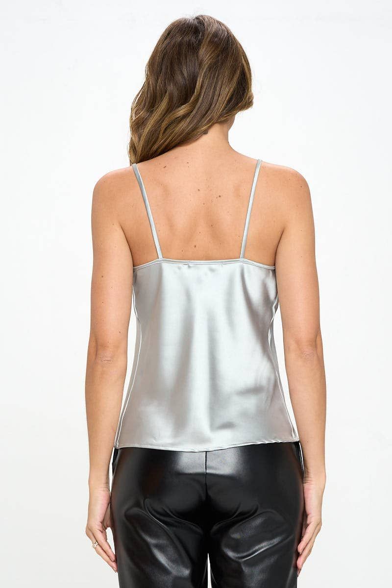 Made in USA Solid Silky Satin Tank Top
