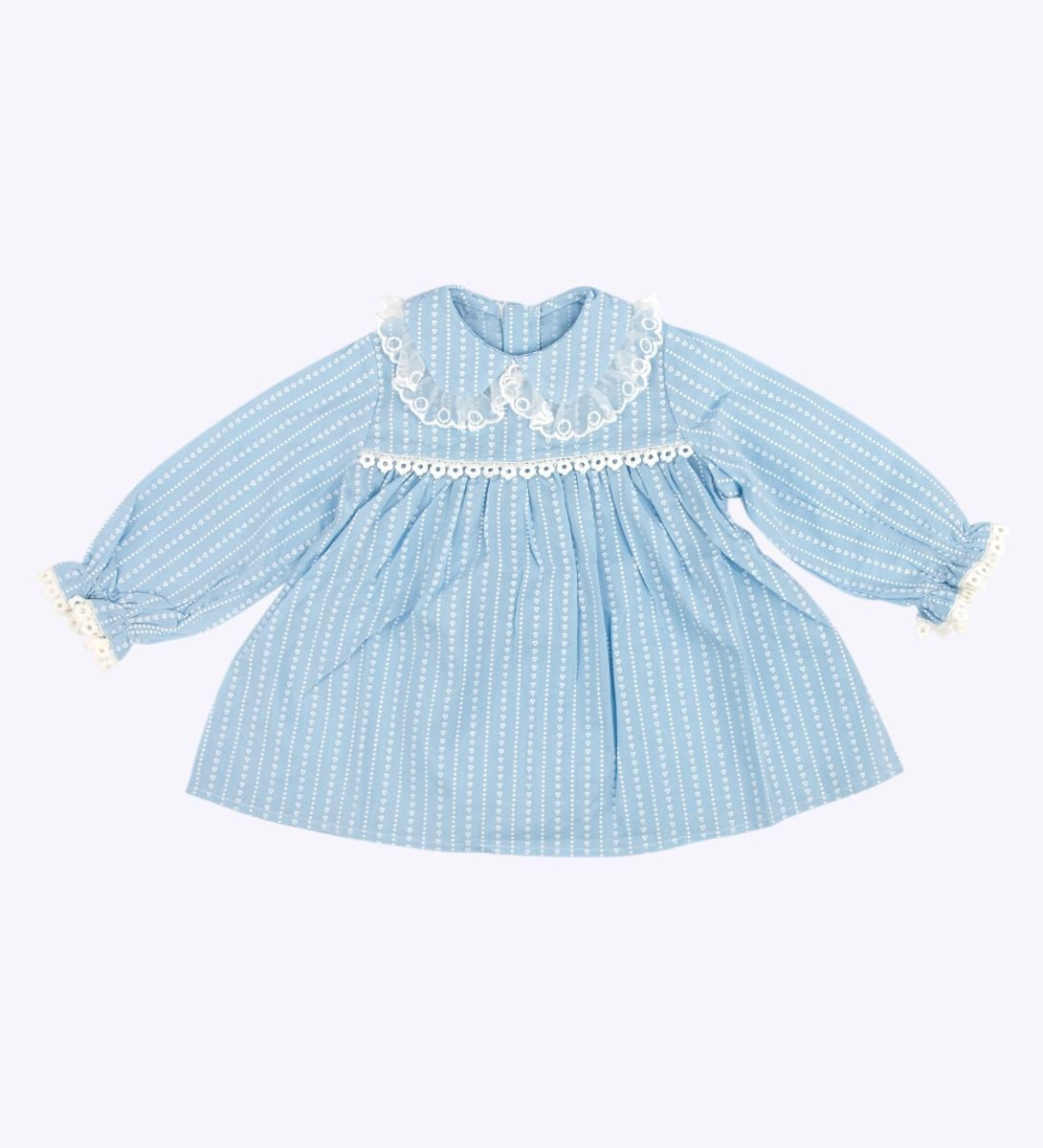 LEEZ Girls 2-Piece Set Lace-Trim Dress & Leggings Blue