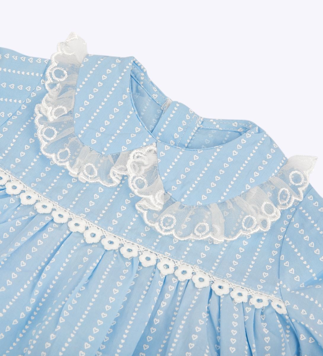 LEEZ Girls 2-Piece Set Lace-Trim Dress & Leggings Blue