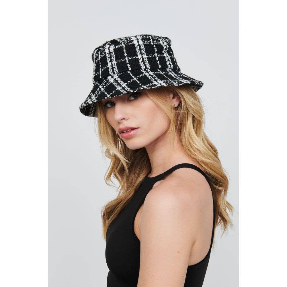 Plaid Bucket Hat - Black White