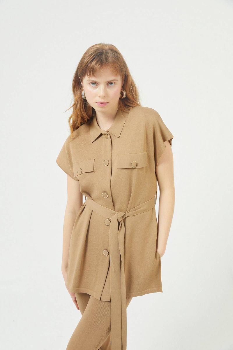 Short Sleeves Shirt - Camel