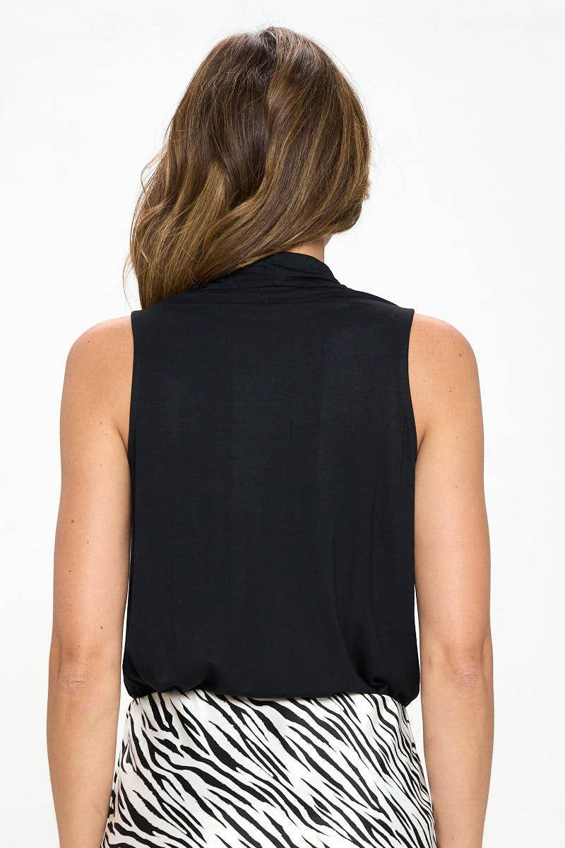 Made in USA Solid Cowl Neck Rayon Jersey Knit Top