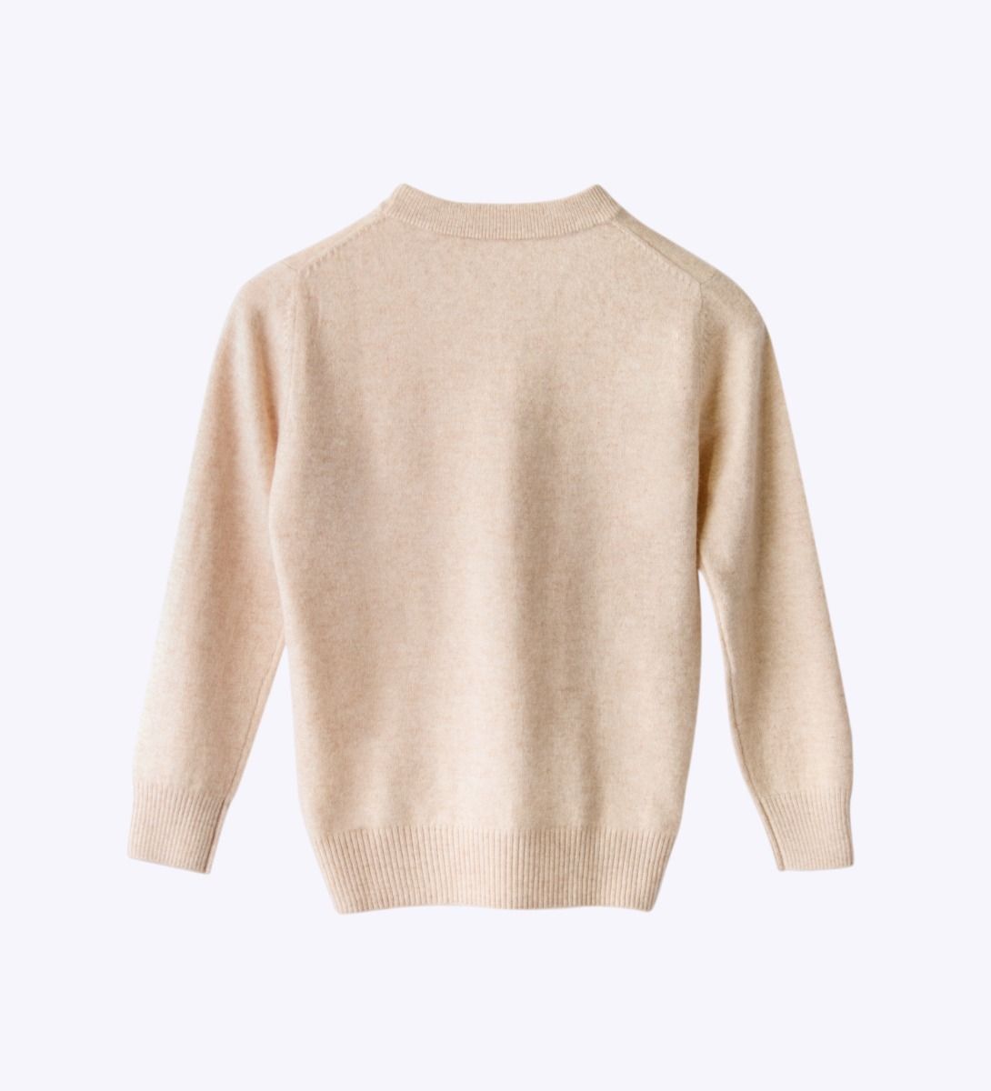 LEEZ Kids Round Neck Cashmere Sweater Beige