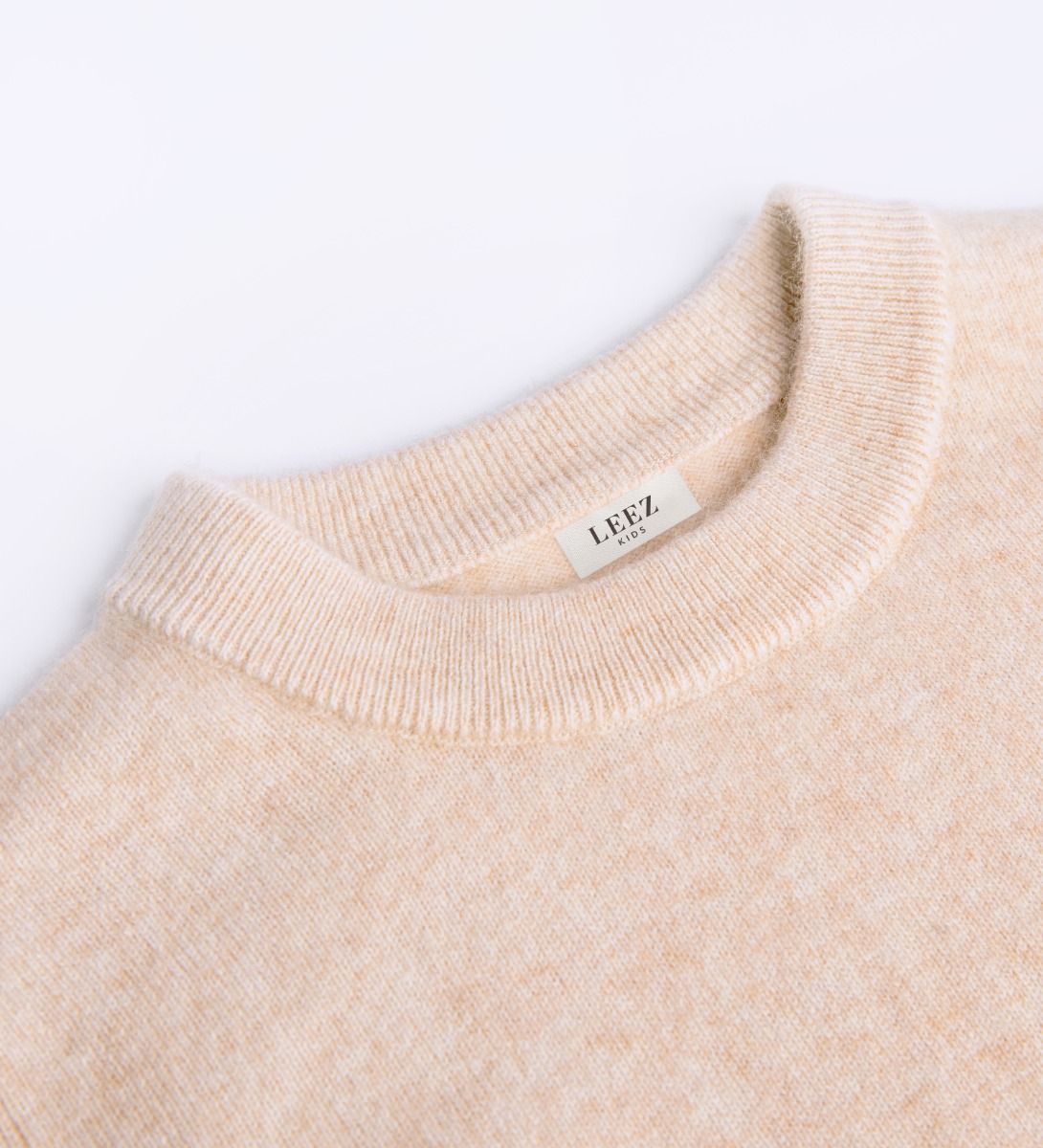 LEEZ Kids Round Neck Cashmere Sweater Beige
