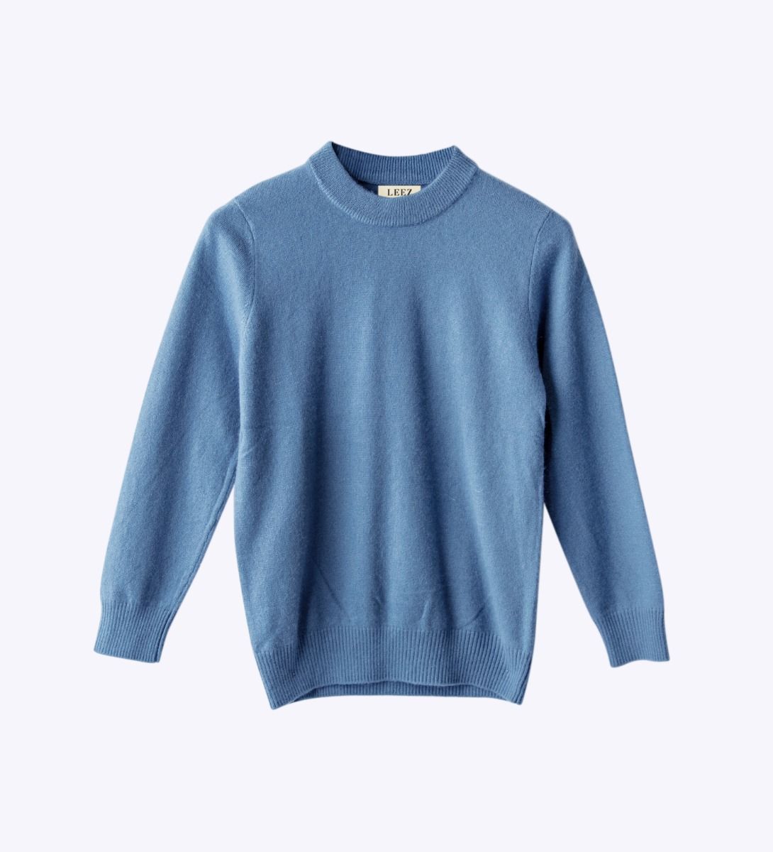 LEEZ Kids Round Neck Cashmere Sweater Blue