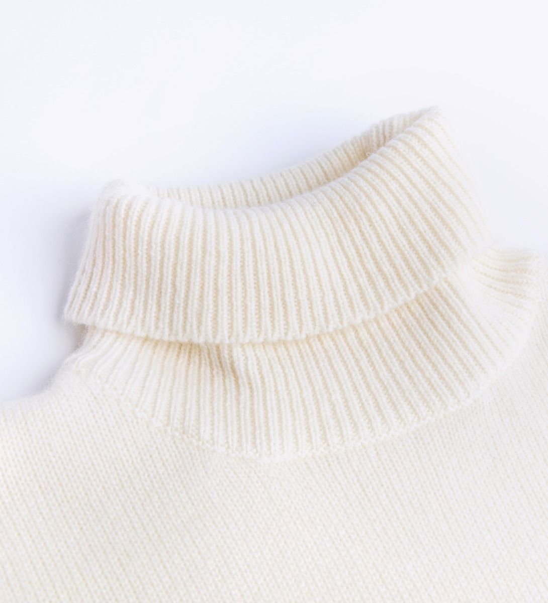 LEEZ Kids Thickened Turtleneck Cashmere Sweater White