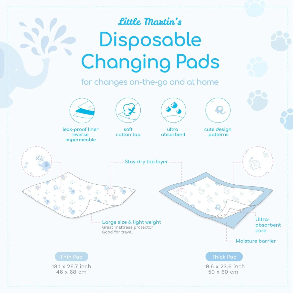 Disposable Changing Pads by Little Martin - 30 Counts