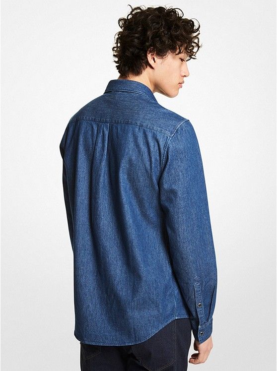 Stretch Denim Slim-Fit Shirt - L