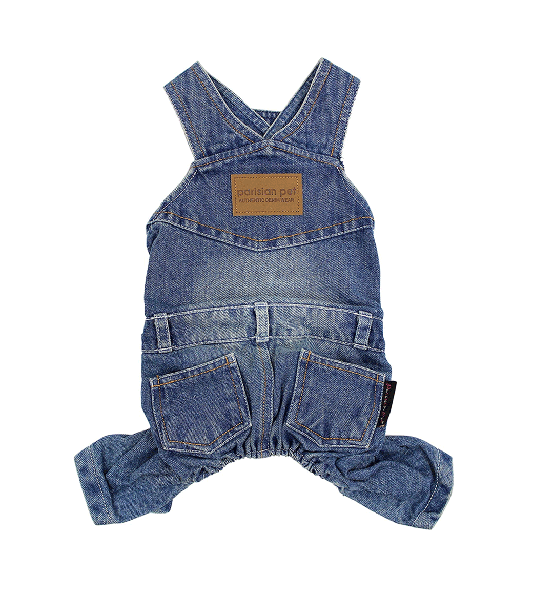  Parisian Pet Dog Clothes Cat Apparel Outfits Denim Overall