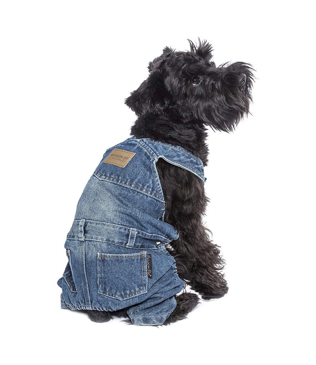  Parisian Pet Dog Clothes Cat Apparel Outfits Denim Overall