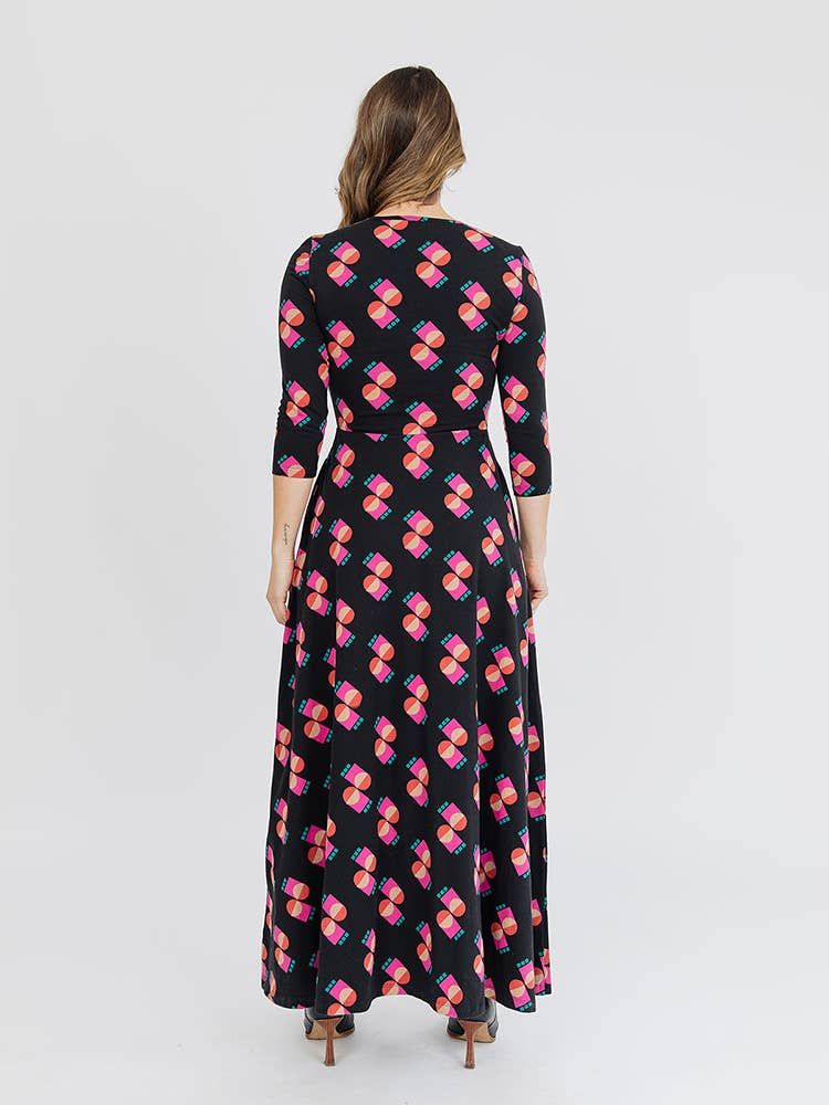 Mumbai Maxi Dress Memphis Shapes Black
