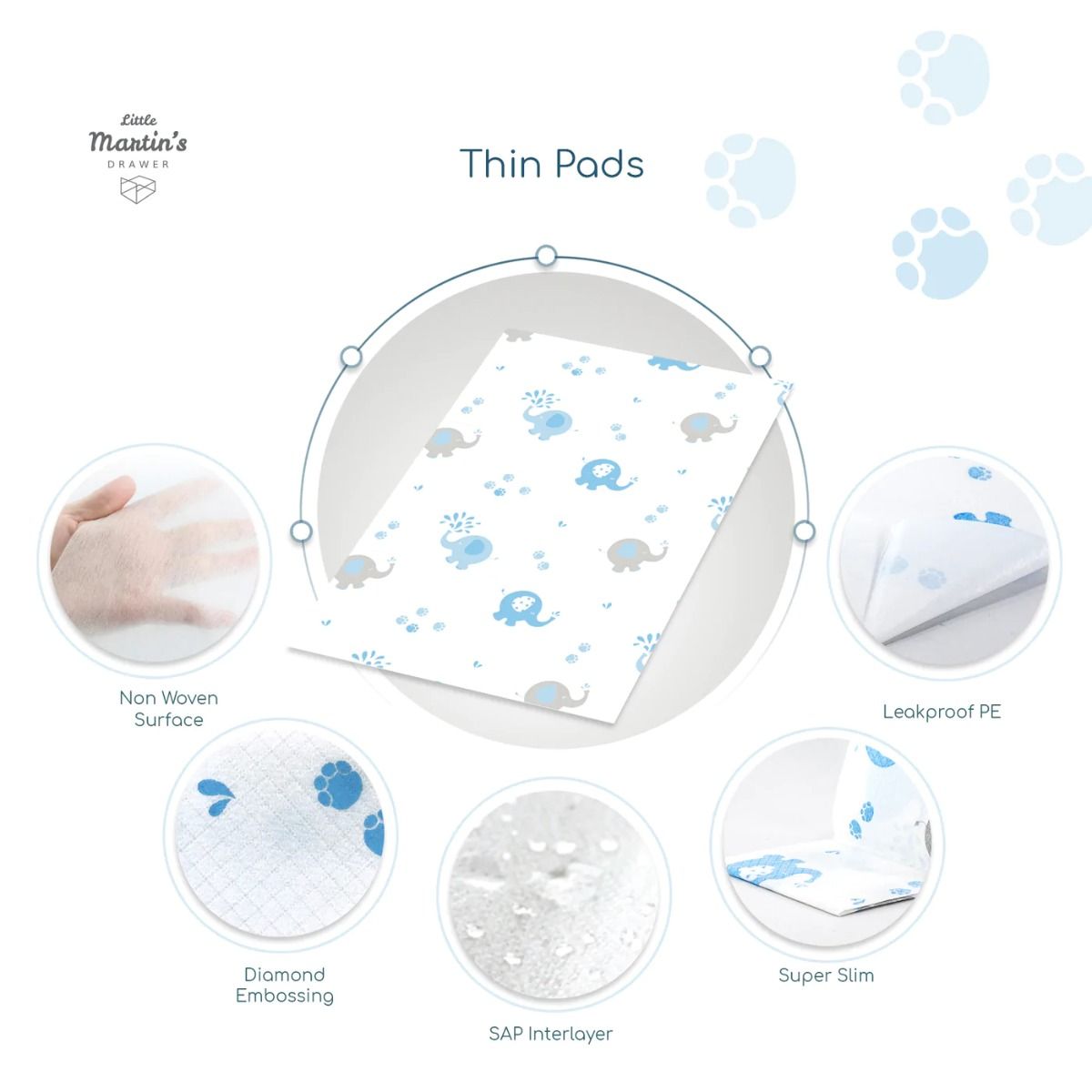 Disposable Changing Pads by Little Martin - 30 Counts