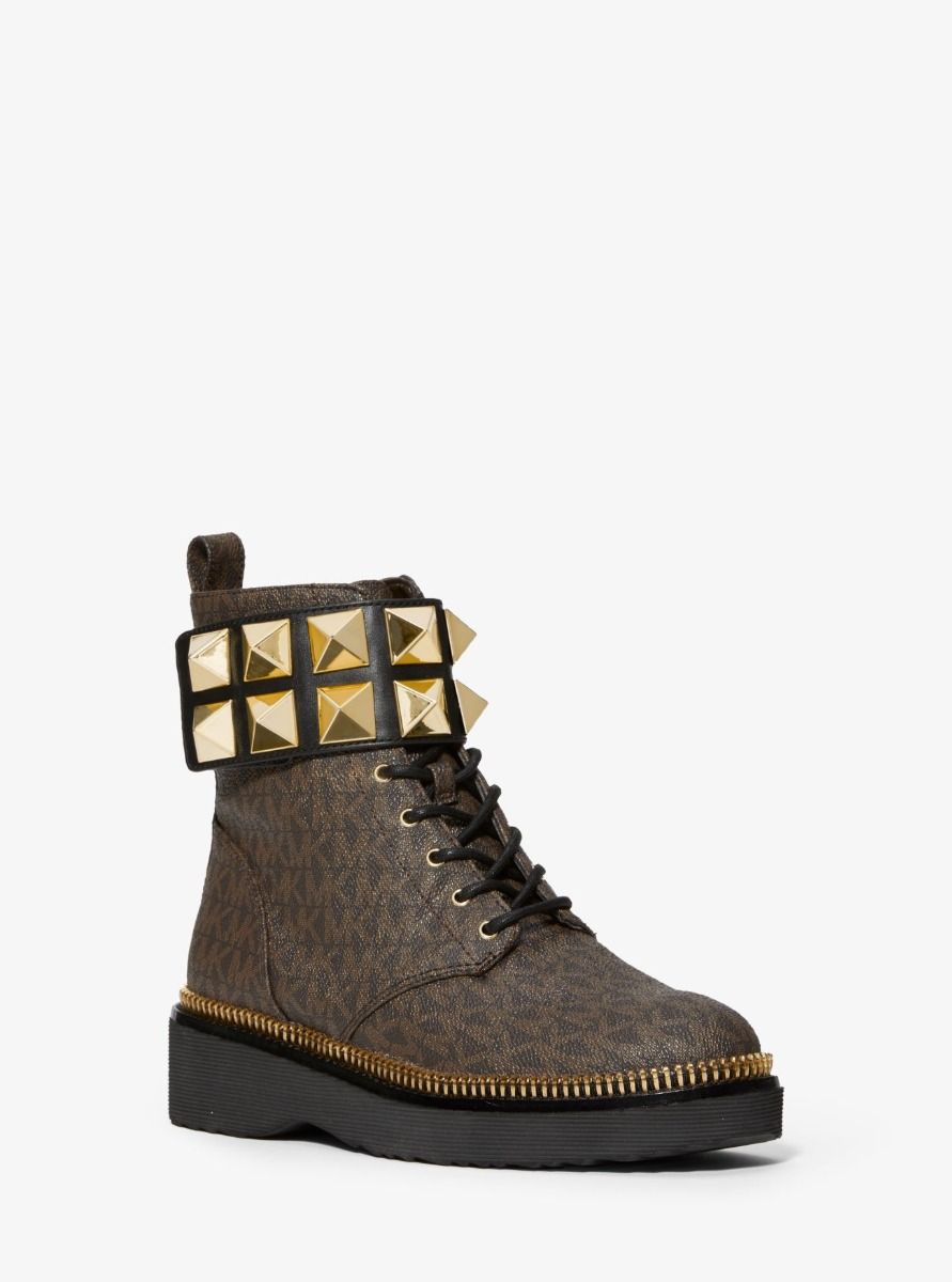 Haskell Studded Leather and Logo Combat Boot