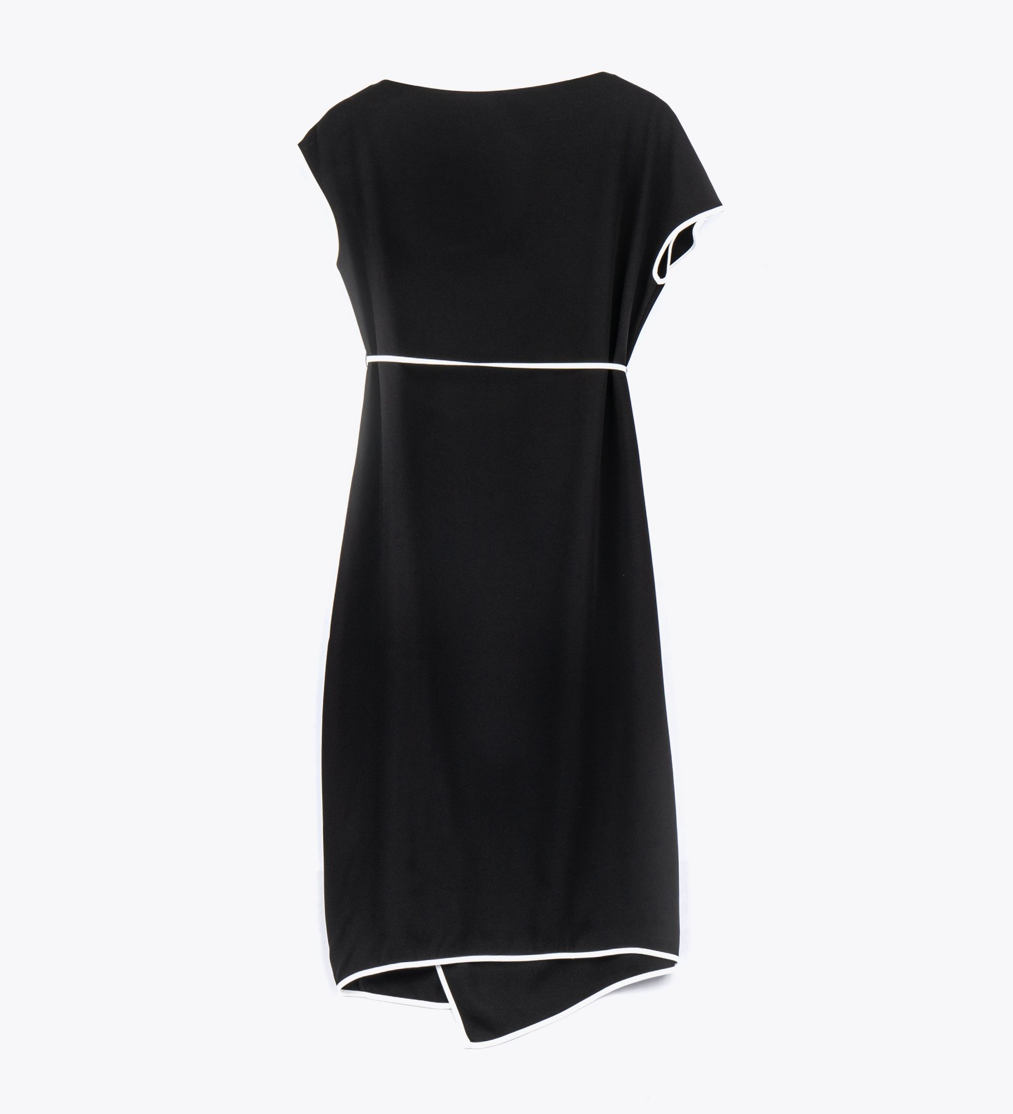 LEEZ Women Asymmetrical Dress Black and White Silhouette Line Black