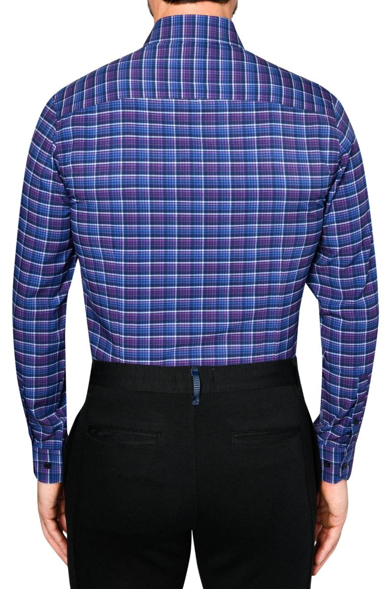 Ombre Check 4-Way Stretch Slim Fit Dress Shirt - Purple