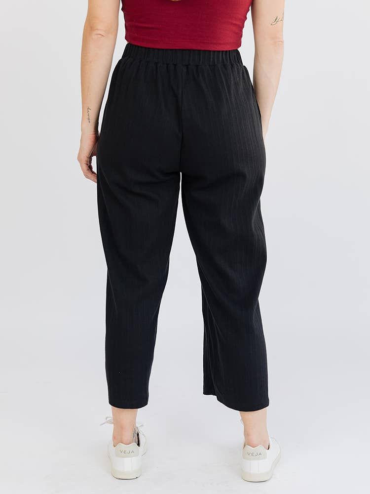 Fae Wide Leg Pants Black Rib Knit