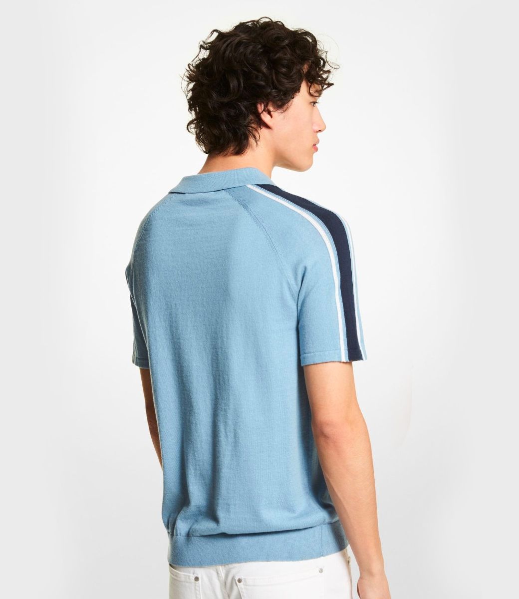 Racing Stripe Cotton and Silk Blend Polo Shirt