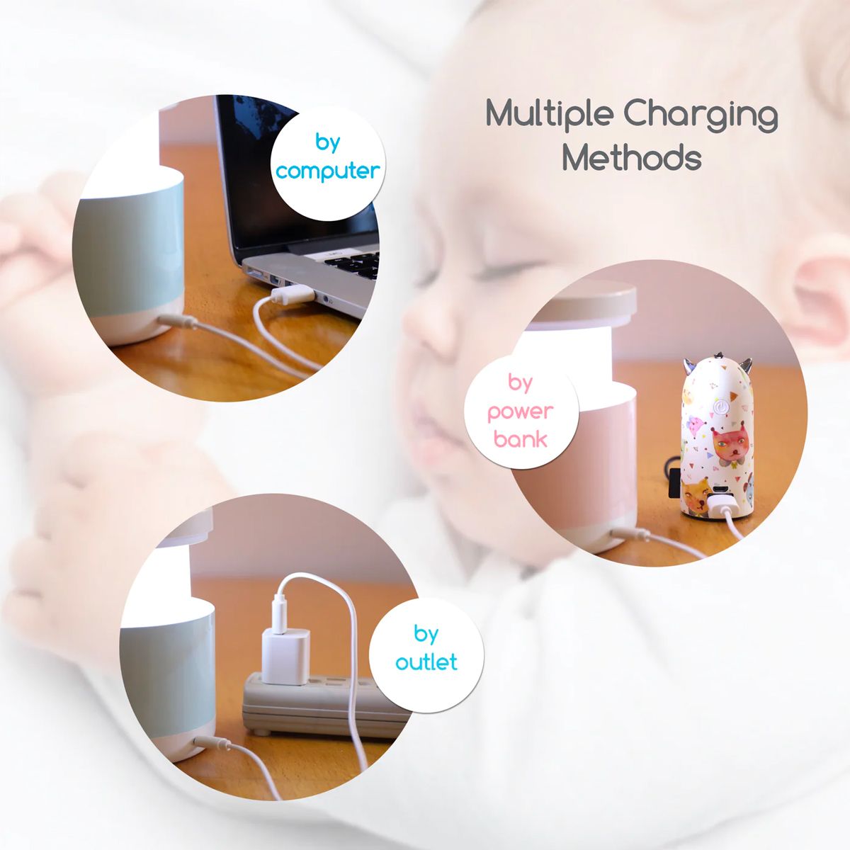 Baby Breastfeeding Night Light by Little Martin - Blue/Pink