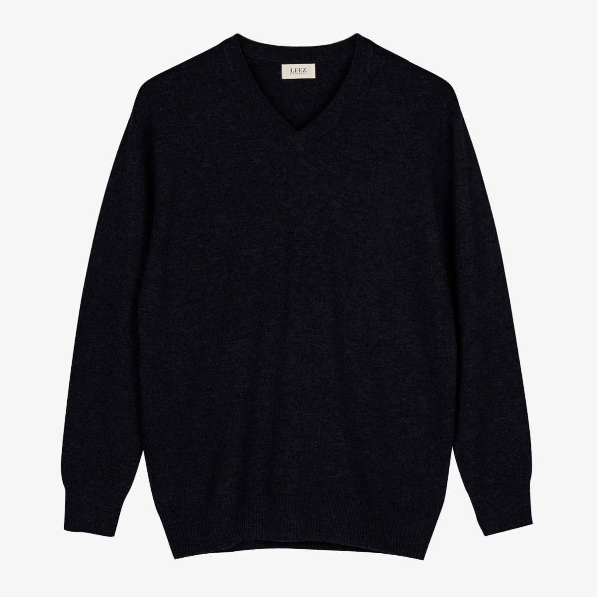 LEEZ Men V-neck Cashmere Sweater Black
