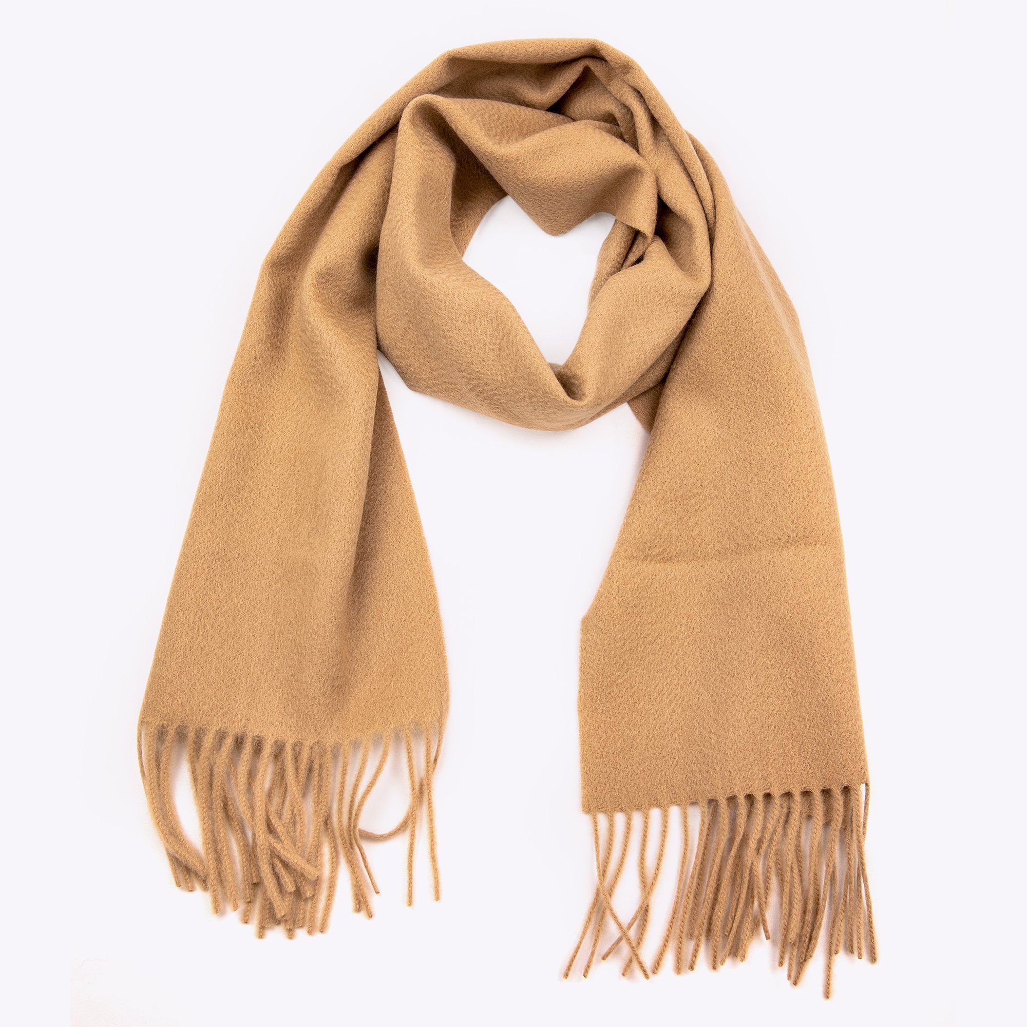 100% Cashmere Solid Scarf Camel