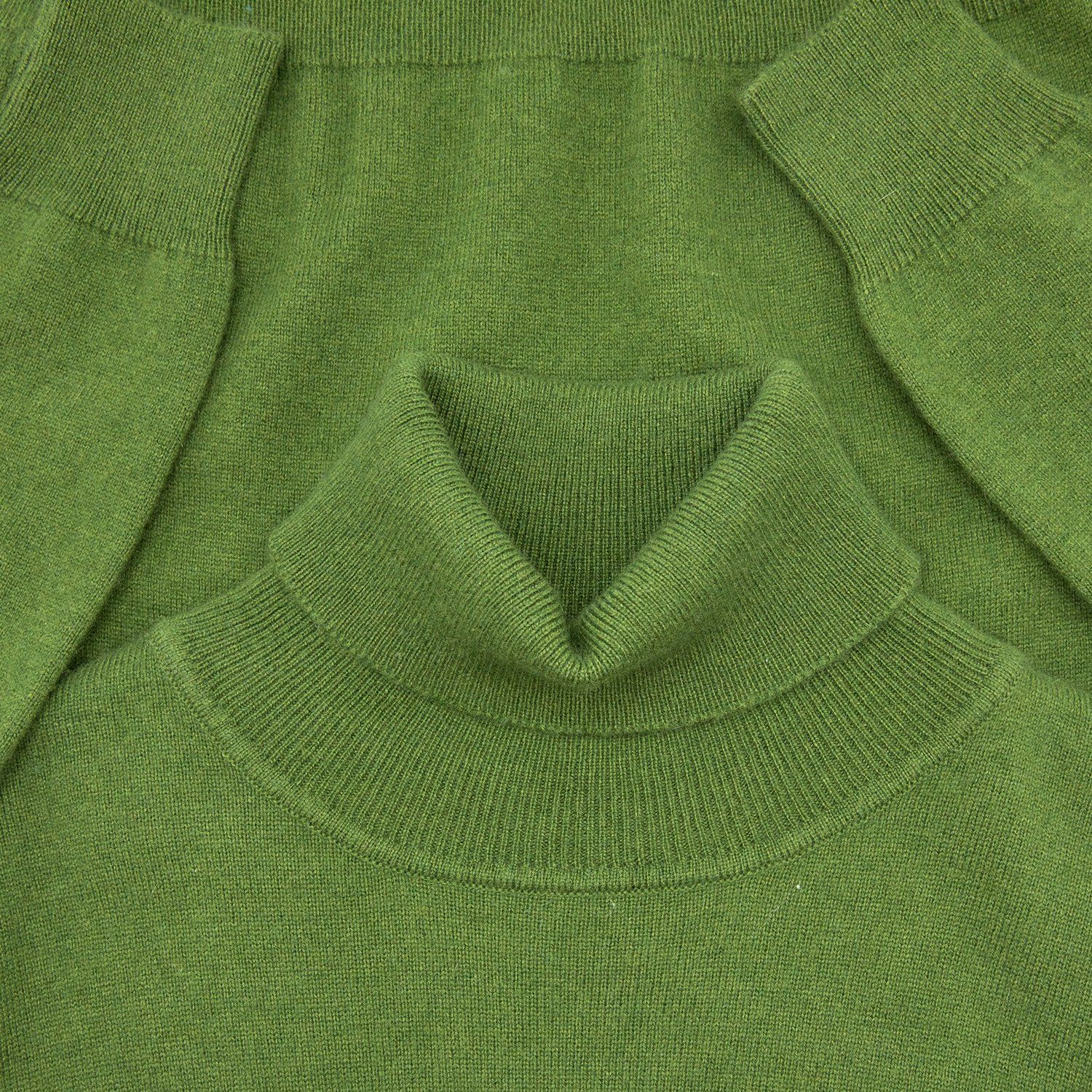 Women Cashmere High-necked Olive-green Sweater