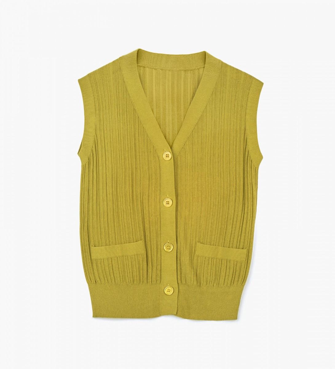 LEEZ Women Knit Sweater Tank - Chartreuse