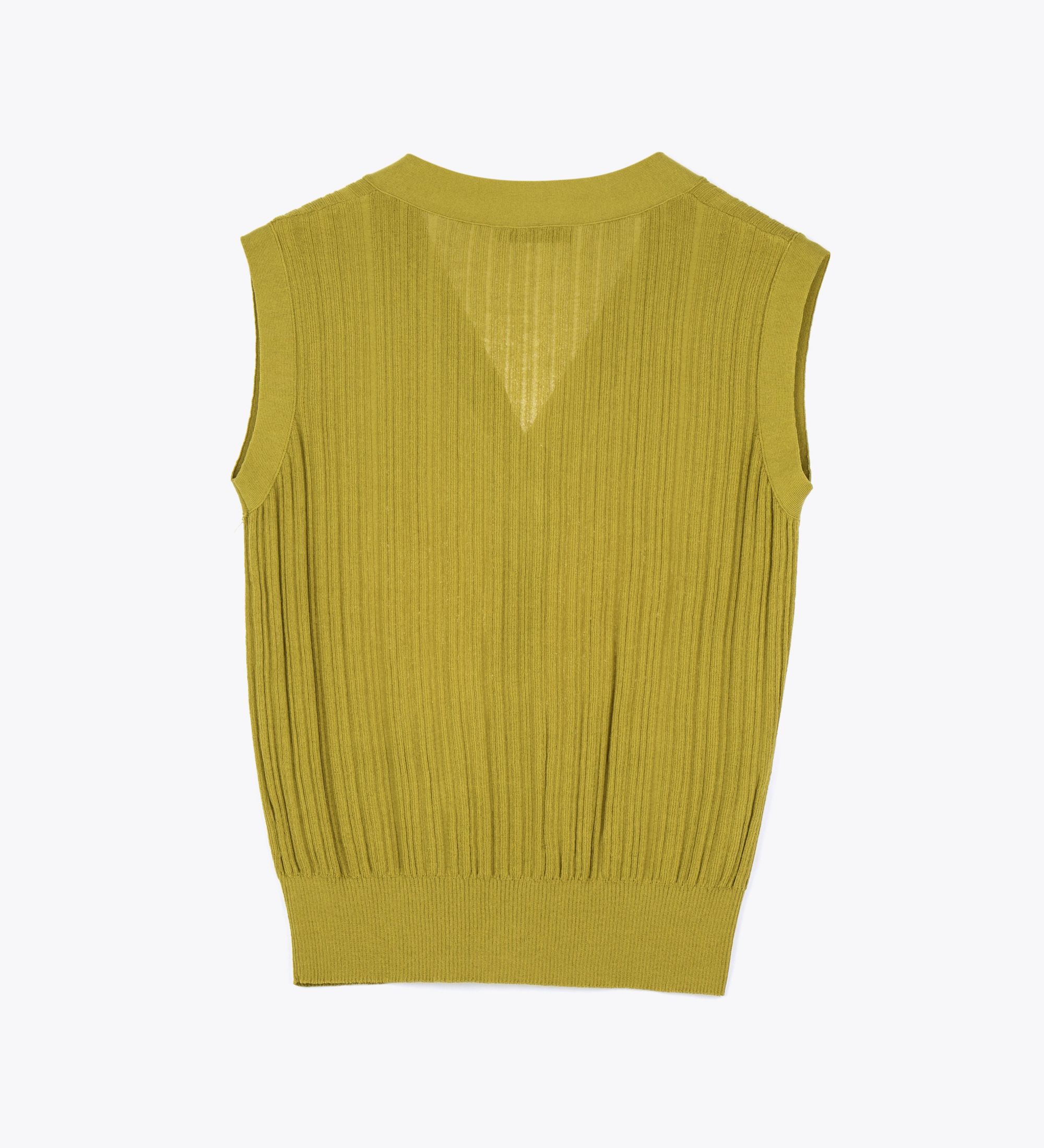LEEZ Women Knit Sweater Tank - Chartreuse