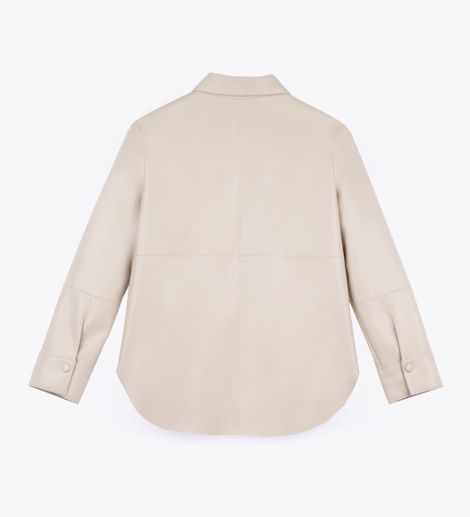 LEEZ Women Leather Shirt - Beige