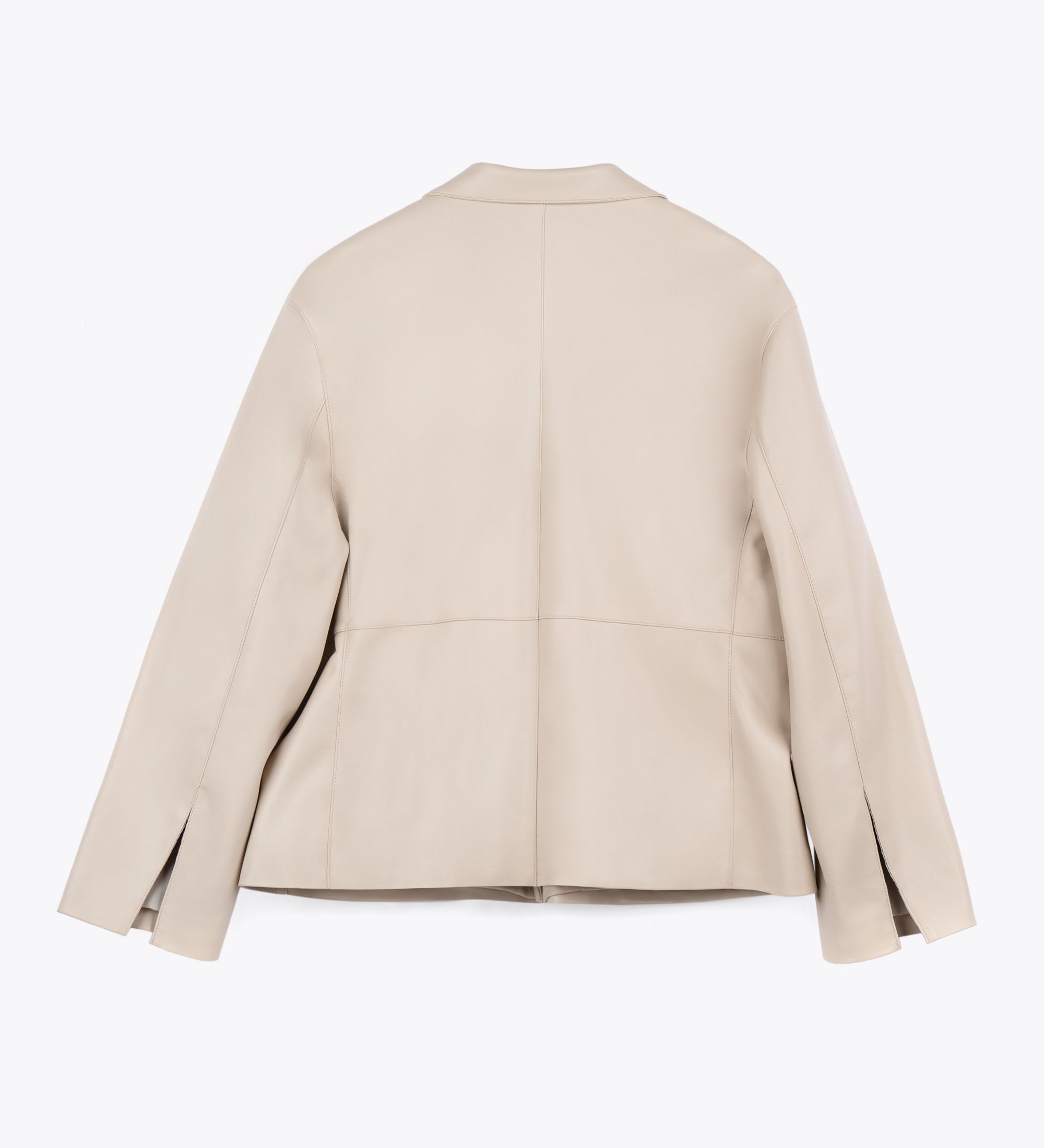 LEEZ Women Leather Jacket - Beige