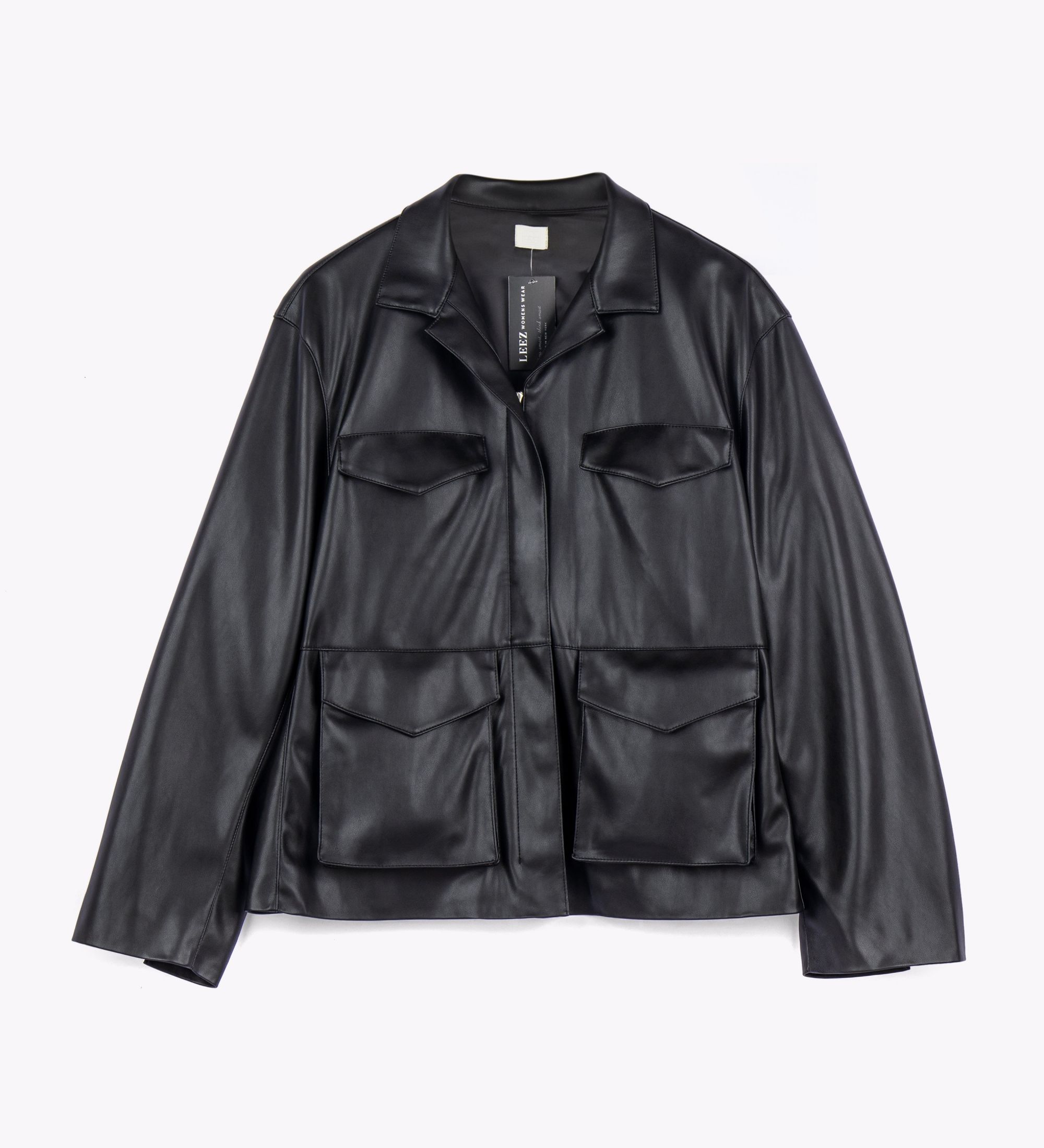 LEEZ Women Leather Jacket - Black