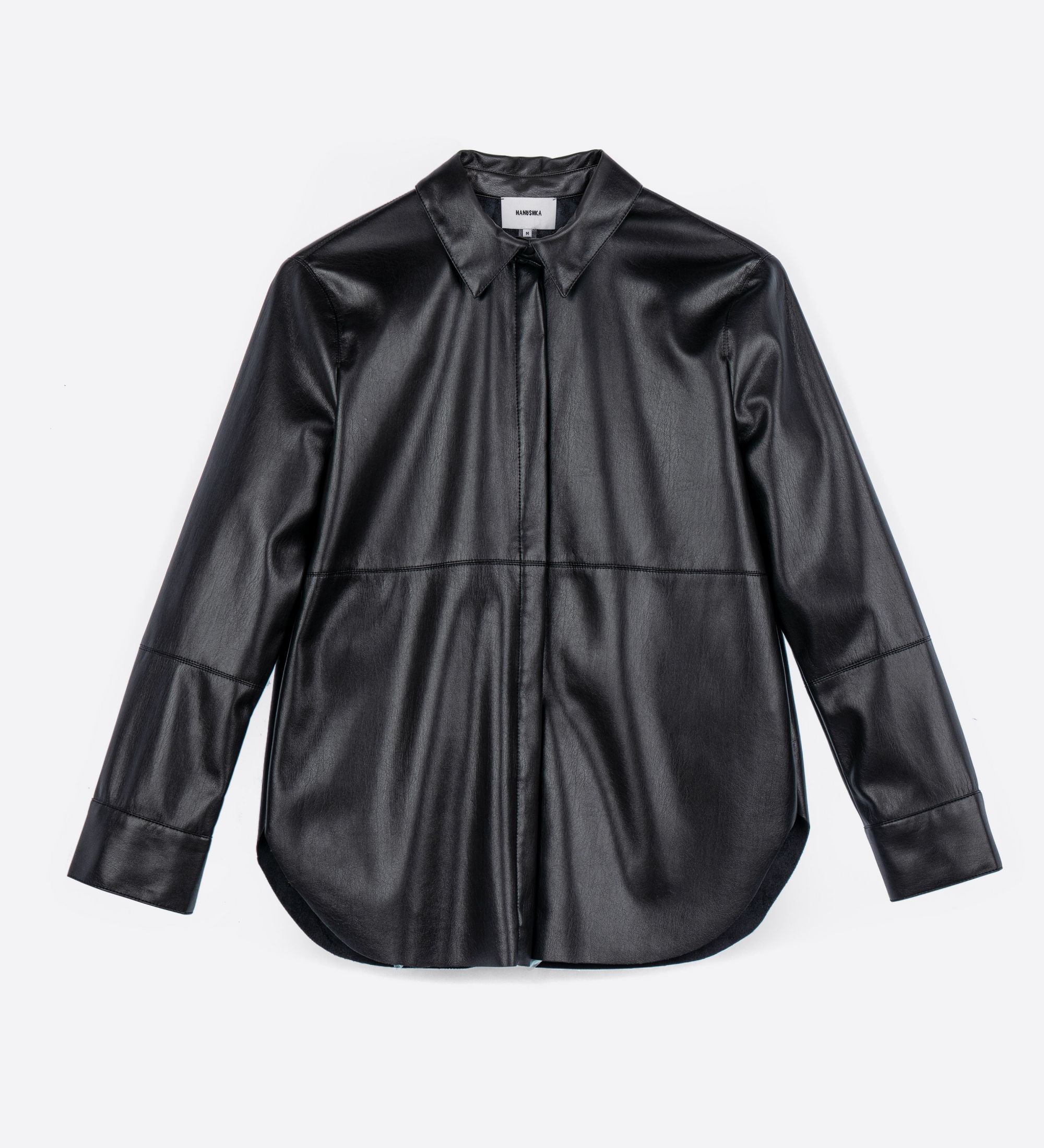 LEEZ Women Leather Shirt - Black