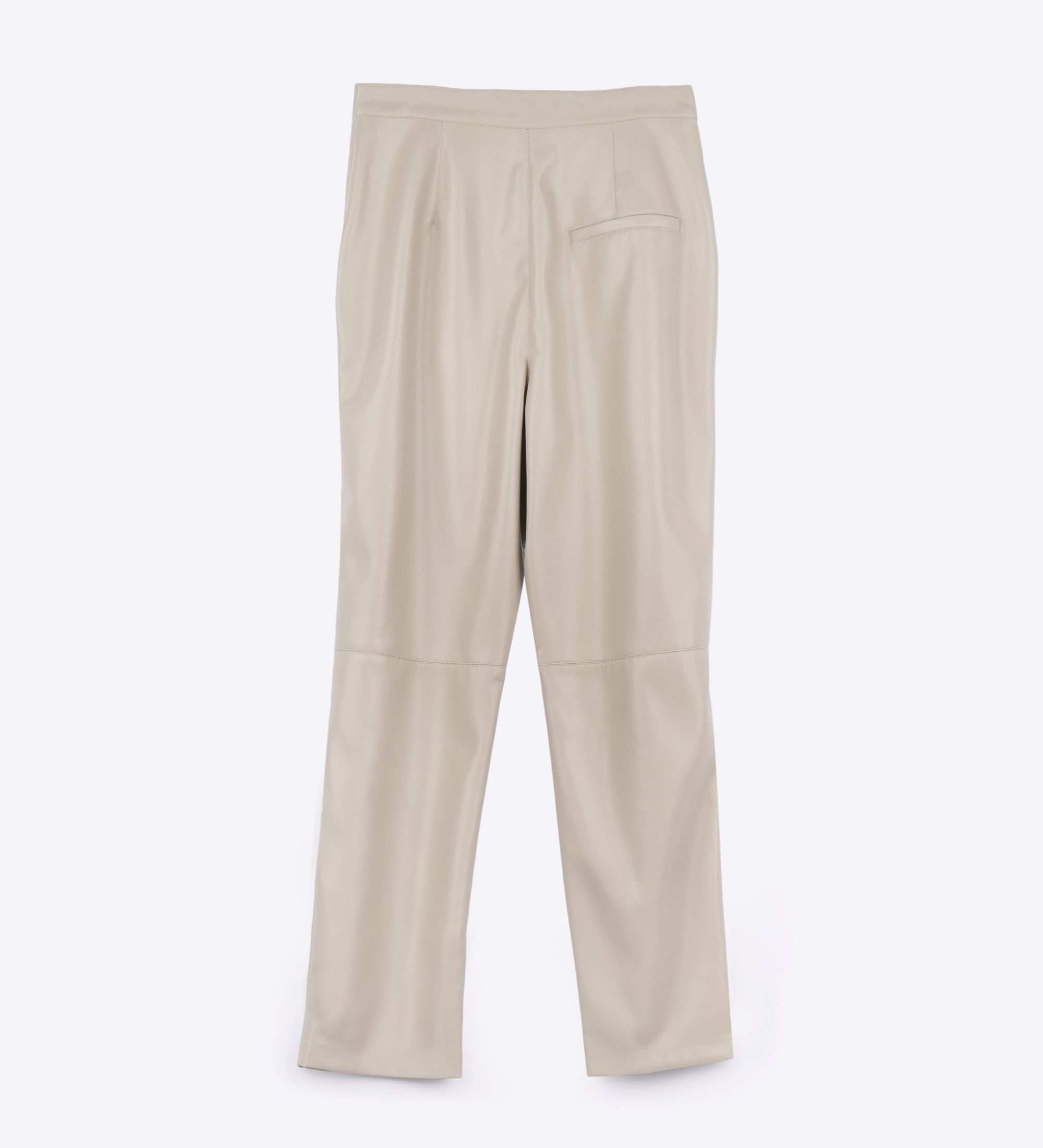 LEEZ Women Leather Pant - Beige