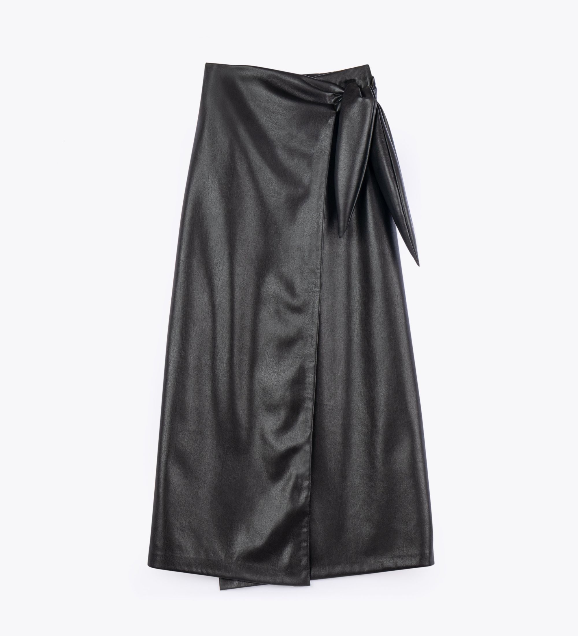 LEEZ Women Leather Skirt - Black