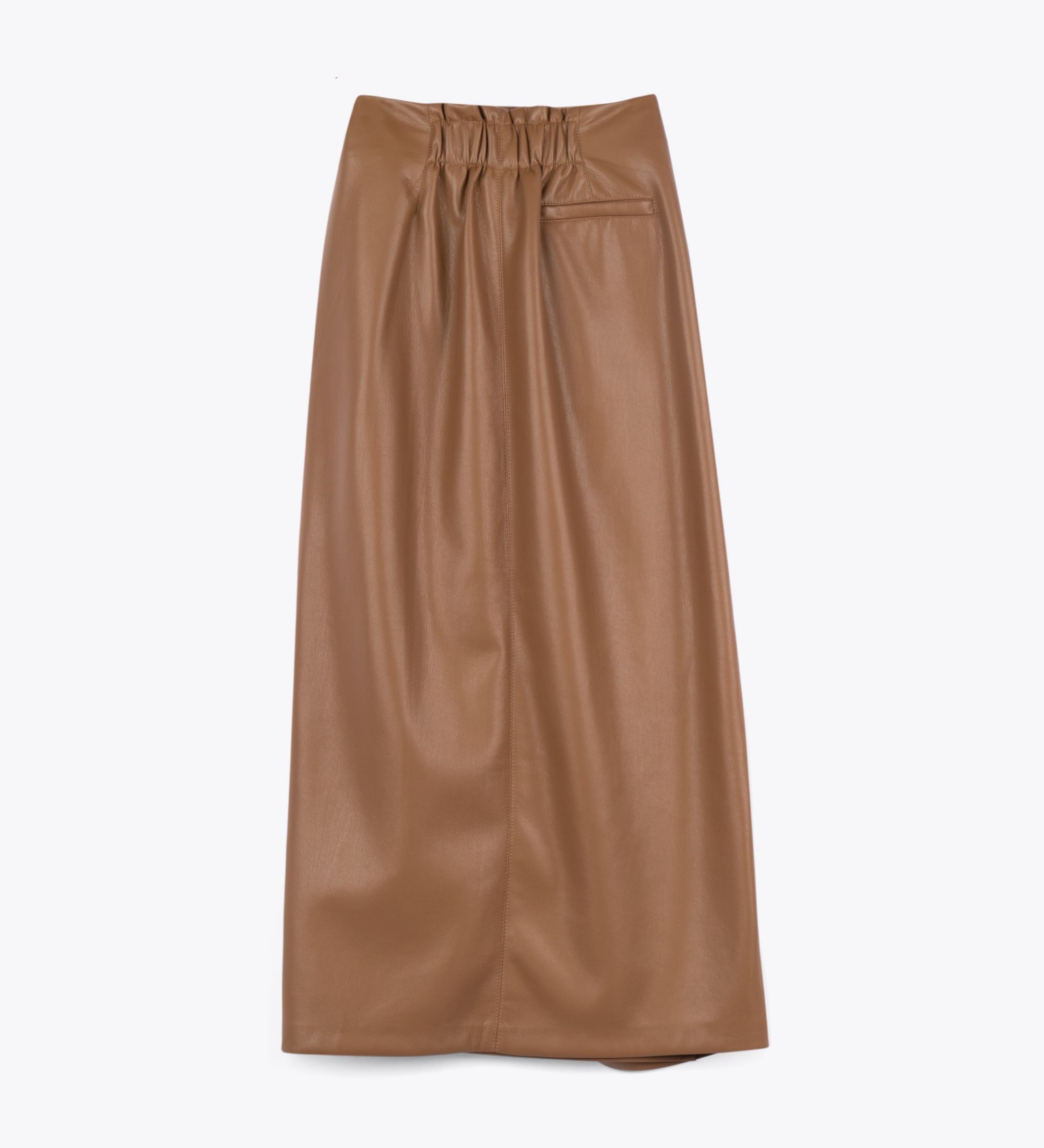 LEEZ Women Leather Skirt - Khaki
