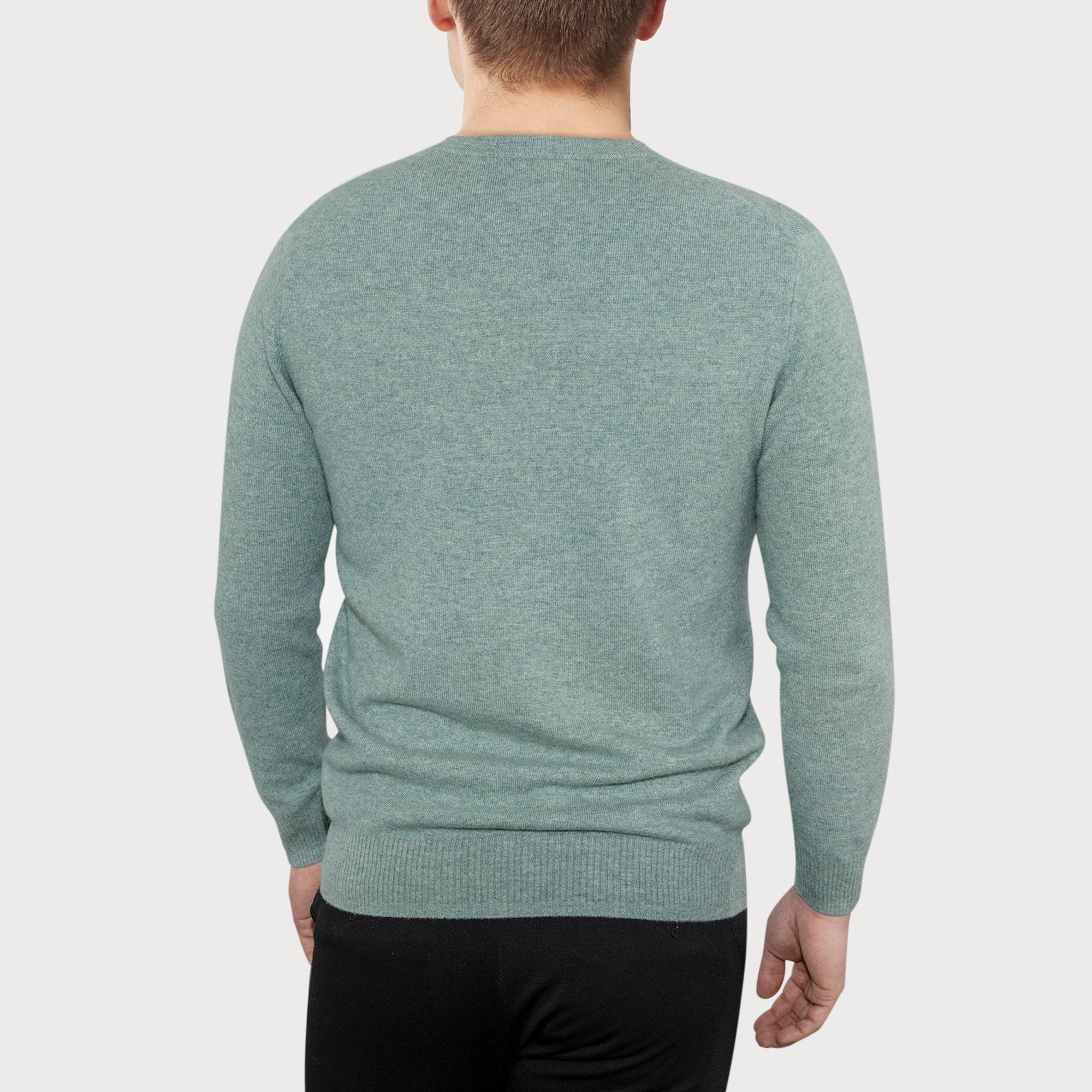LEEZ Men V-neck Cashmere Sweater Green